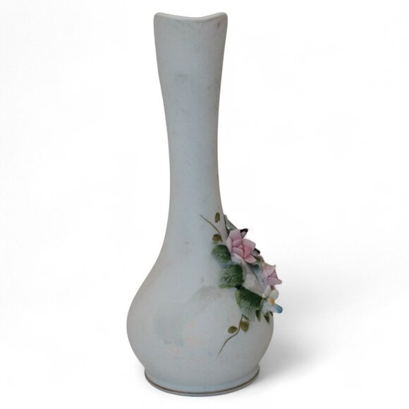 Lefton China Hand Painted Porcelain Pitcher Vase W/ Floral Details 7" Tall Japan - Picture 2 of 9